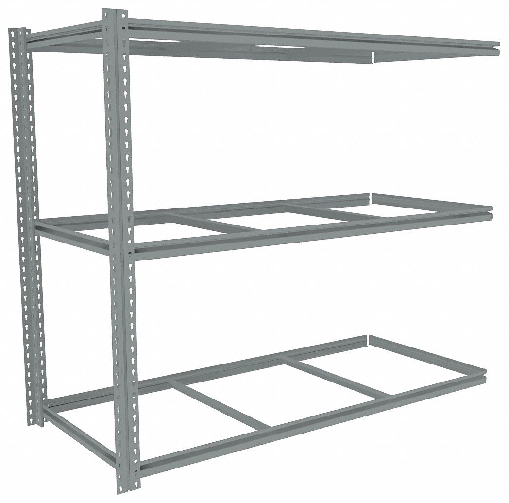 Boltless Shelving: Add-On, Medium-Duty, 69 in x 30 in, 60 in Overall Ht, 3 Shelves