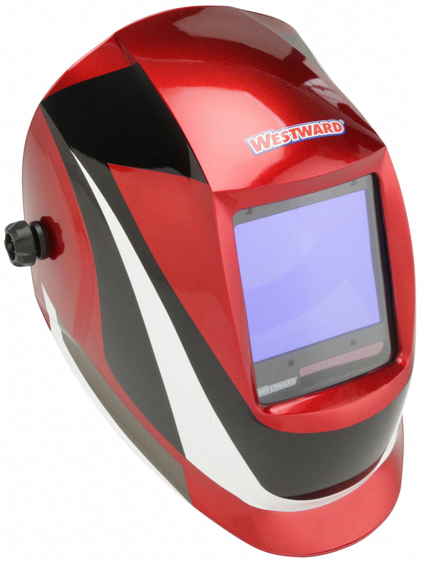 AUTO-DARKENING WELDING HELMET, 4 ARC SENSORS, GRAPHICS, BLK/RED/WHITE, W5-13, ANALOG