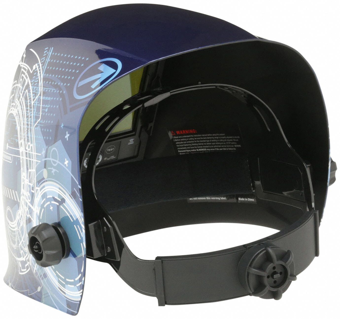 WESTWARD Welding Helmet AutoDarkening, 4 Arc Sensors, Graphics, Blue