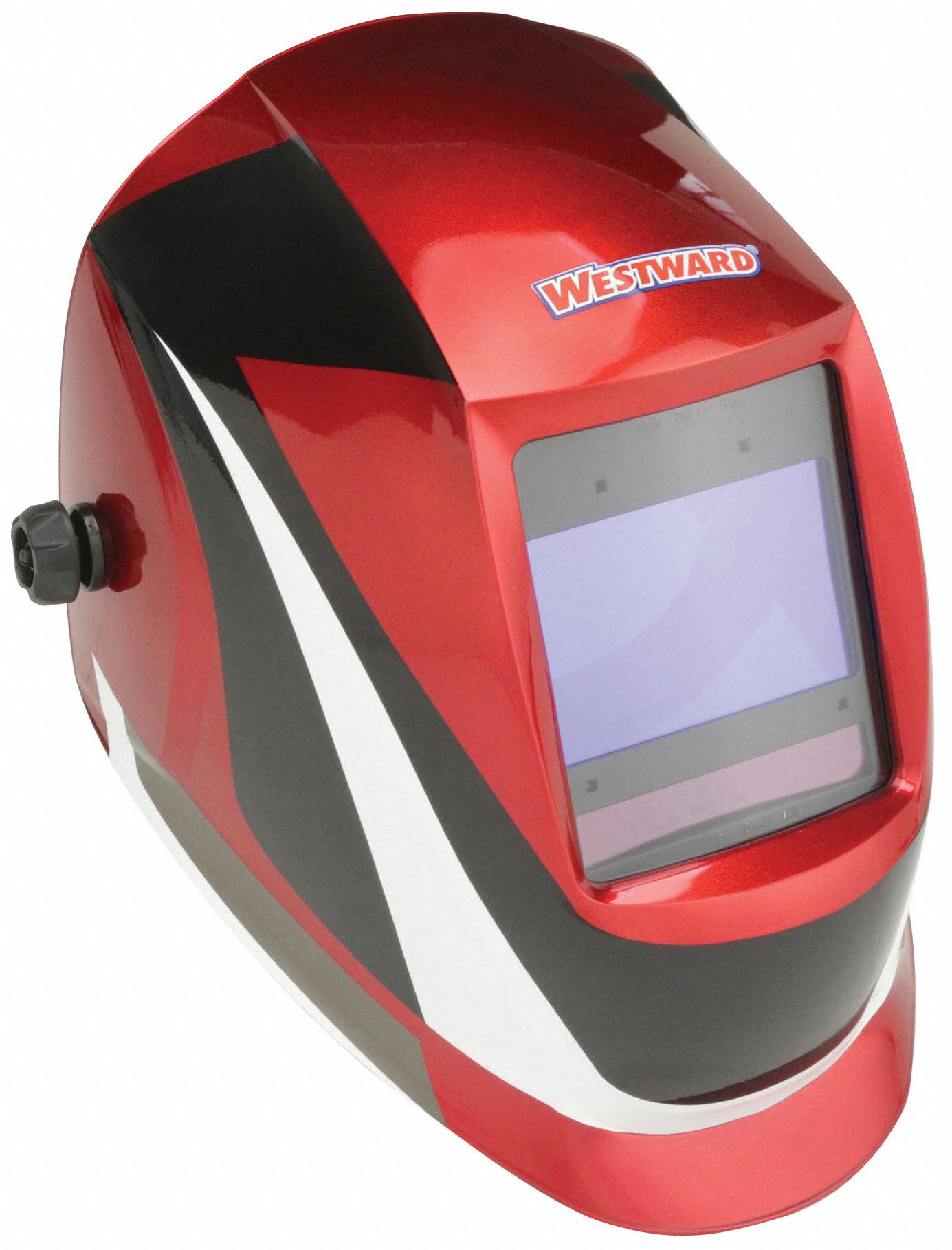 AUTO-DARKENING WELDING HELMET, 4 ARC SENSORS, GRAPHICS, BLK/RED/WHITE, W5-13, DIGITAL