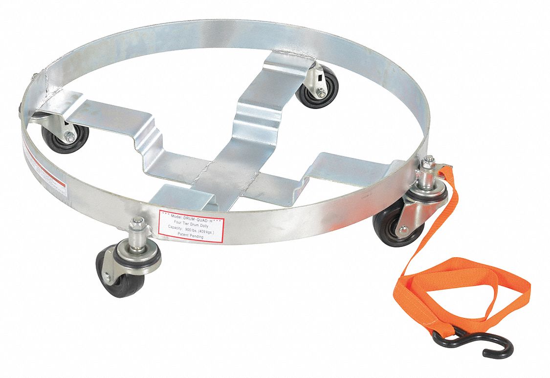 MULTI-PURPOSE QUAD DOLLY, SILVER, HARD RUBBER CASTERS