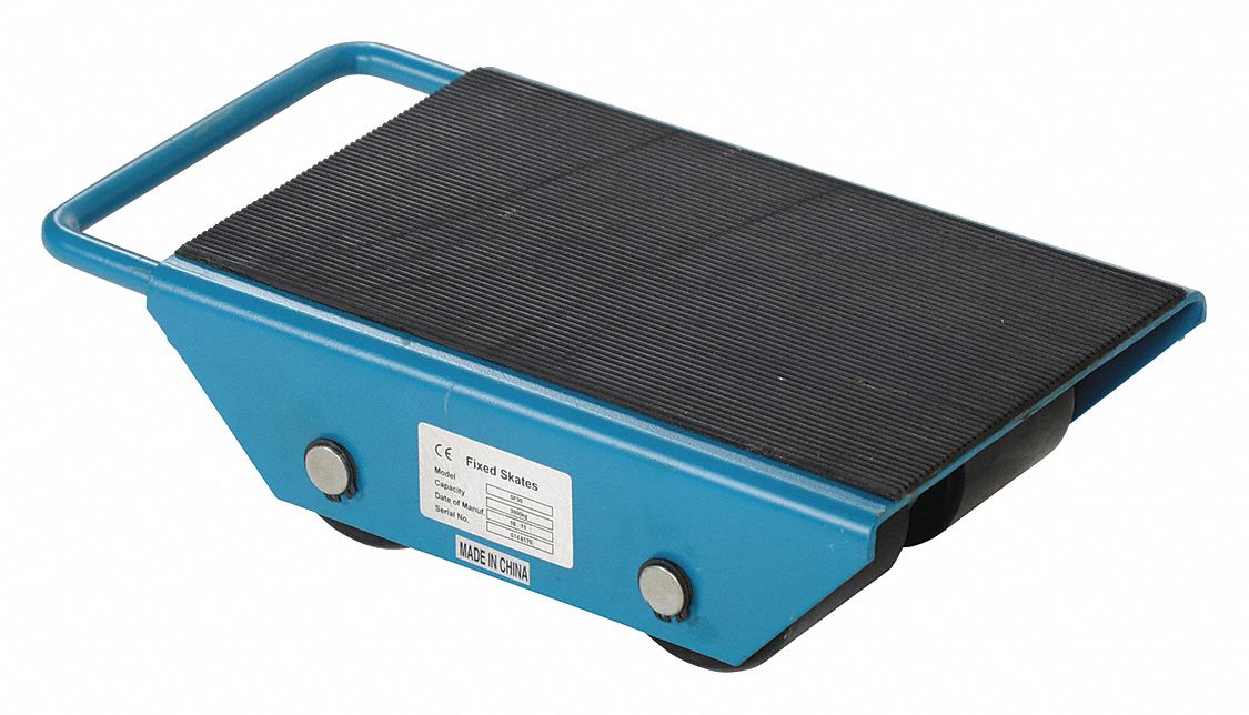 FIXED MACHINERY SKATES, BLUE, 8⅝ IN W X 3¾ IN H X 15¾ IN L, 6,000 LB LOAD CAPACITY, 6,000 LB LOAD CAPACITY