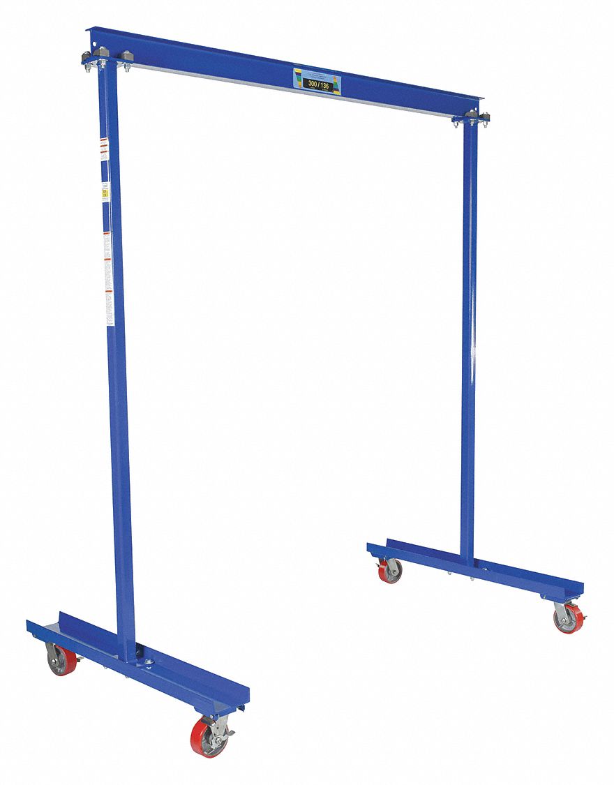 WORK AREA PORTABLE STEEL GANTRY CRANE, BLUE, 1 YEAR WARRANTY, 300 LB CAPACITY