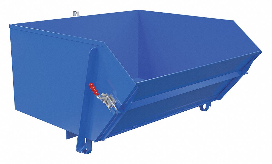 SELF DUMPING HOPPER, BLUE, 49 IN W X 28 IN H X 51 1/4 IN L, POWDER COATED FINISH
