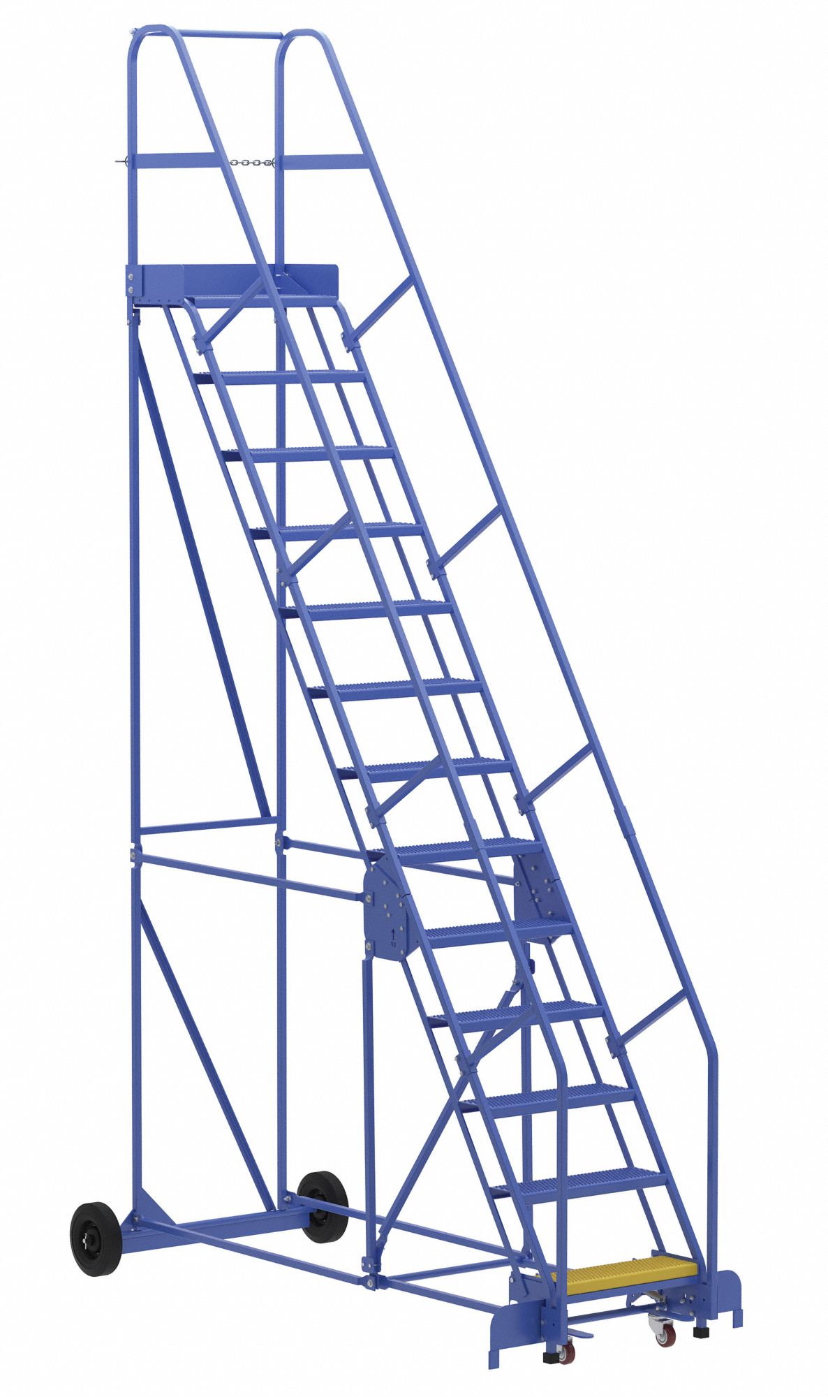 LADDER, 13-STEP/RAIL/PERFORATED/58 ° /ANSI A14.7/OSHA 1910.29, 42 1/4X166X95 9/16 IN, BLUE, STEEL