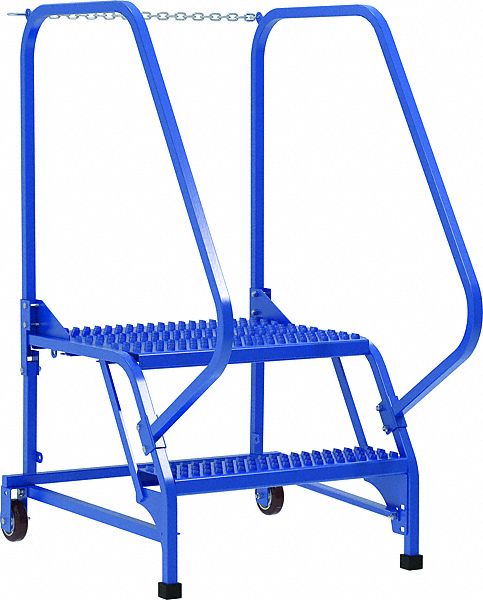 LADDER, TILT AND ROLL/2-STEP/OPEN GRIP/58 ° /OSHA 1910.29/ANSI A14.7, 29 1/2X50X38 1/2IN, BLUE, STEEL