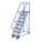 LADDER, ROLLING, 8-STEP/RAIL/PERFORATED/58 ° /350 LD CAP, 29-3/4X110X63-3/16 IN, BLUE, STEEL