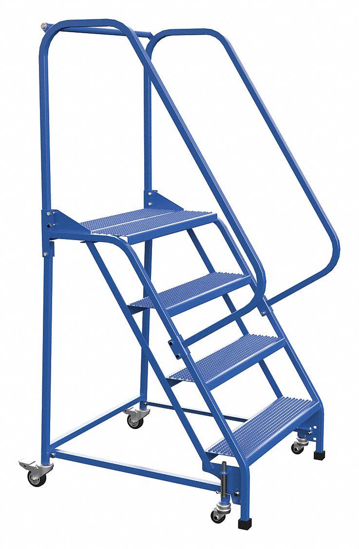 VESTIL LADDER, ROLLING/4-STEP/PERFORATED/RAIL/58 ° /350 LB LD CAP. 34-5 ...