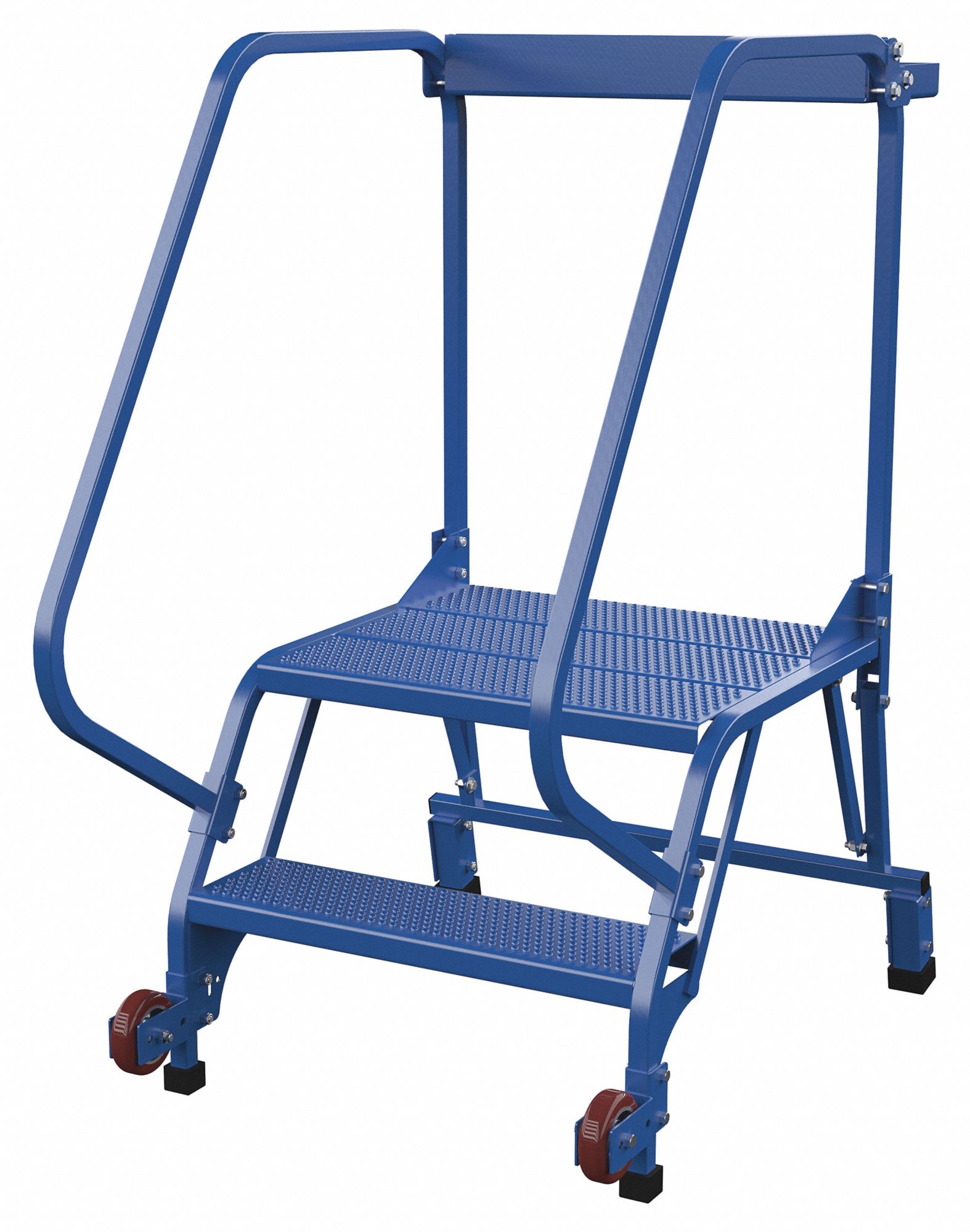 LADDER, TILT AND ROLL/2-STEP/RAIL/58 ° /PERFORATED, 29-1/2X50X44-3/16, POWDER COATED BLUE, STEEL