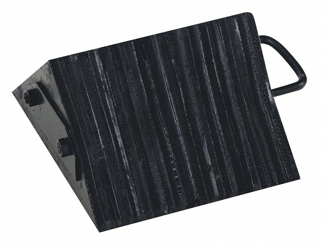 WHEEL CHOCK, RUBBER, 10 IN OVERALL L, 10 IN OVERALL W, 5½ IN OVERALL H, 1 CHOCK, BLACK
