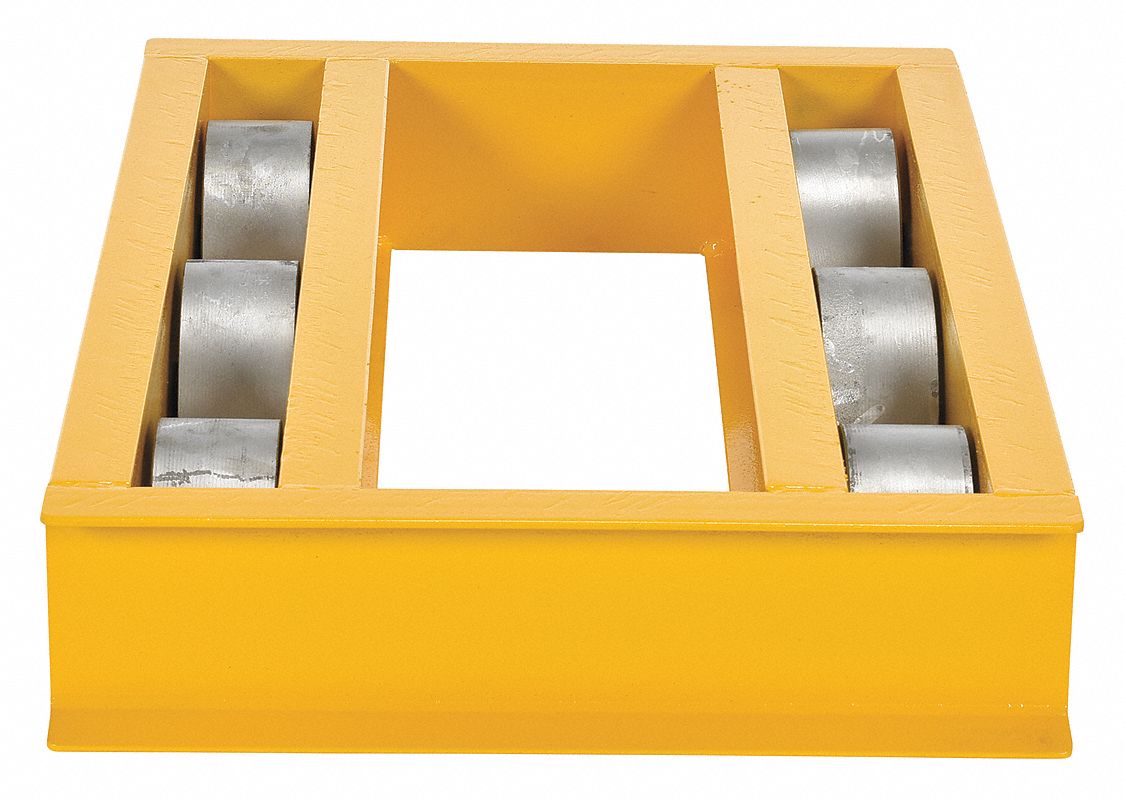 OPEN DECK MACHINERY DOLLY, YELLOW, 10,000 LB LOAD CAPACITY, 8 IN WHEEL DIAMETER, 10,000 LB LOAD CAPACITY