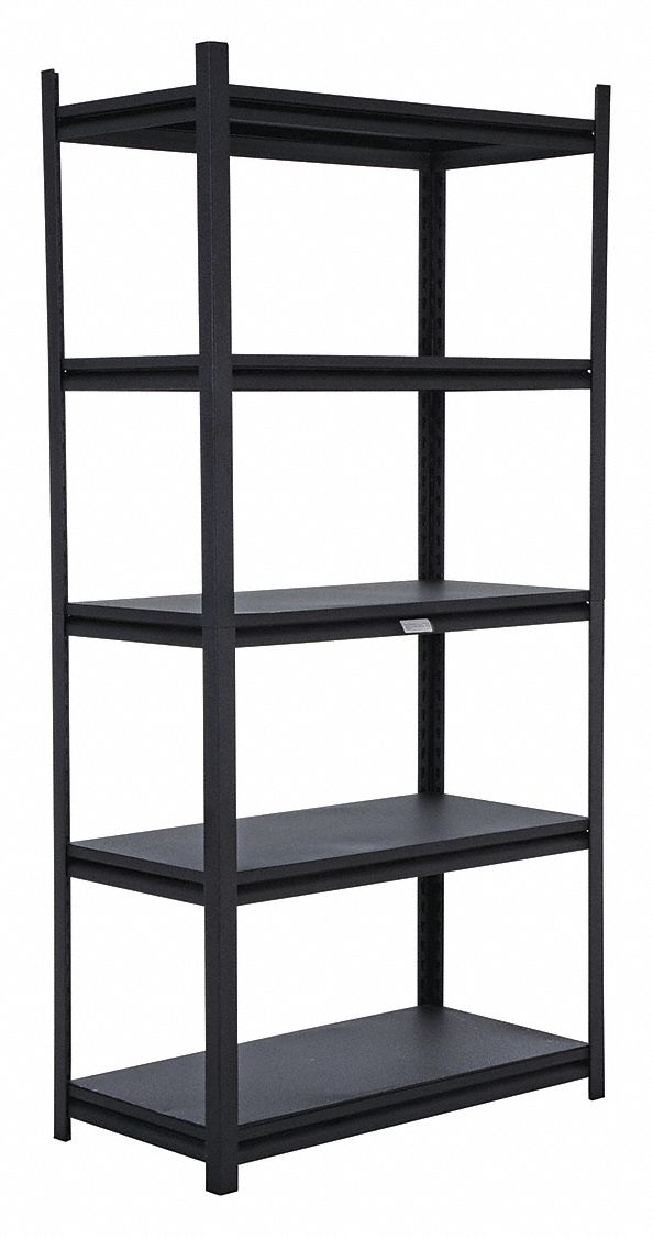 BOLTLESS SHELVING UNIT, BLACK, TEXTURED POWDER COATED FINISH, 36 X 18 X 72 IN