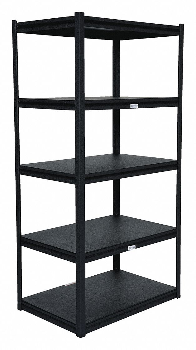 BOLTLESS SHELVING UNIT, BLACK, TEXTURED POWDER COATED FINISH, 36 X 24 X 72 IN