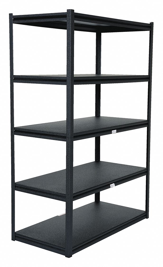BOLTLESS SHELVING UNIT, BLACK, TEXTURED POWDER COATED FINISH, 48 X 24 X 72 IN