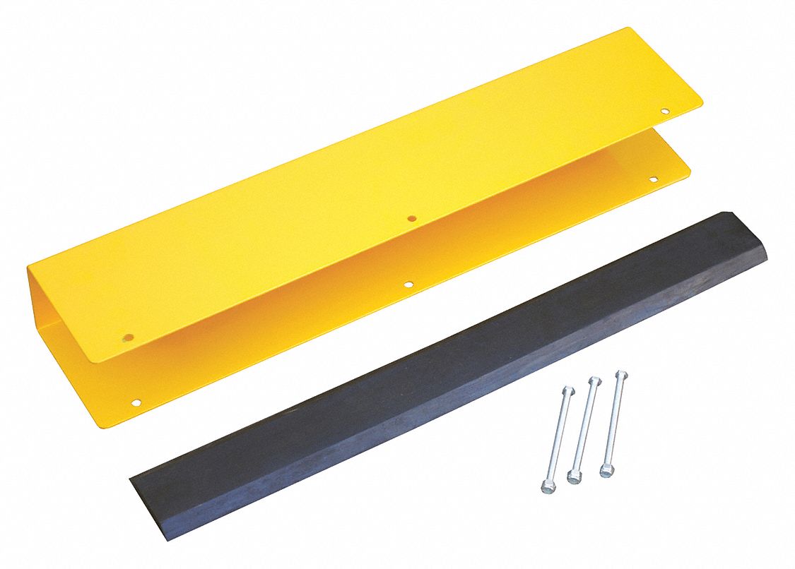 RACK GUARD WITH RUBBER BUMPER INSERT, YELLOW, 3 5/8 IN W X 24 IN H X 4 7/8 IN L, STEEL, POWDER COATED FINISH
