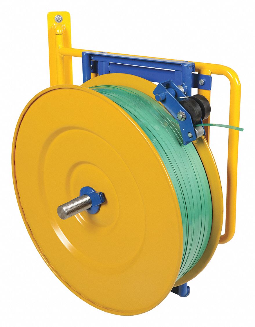 WALL-MOUNTED STRAPPING DISPENSER, 29 1/2 IN W X 30 3/8 IN H X 10 3/4 IN L, STEEL, ASSEMBLED