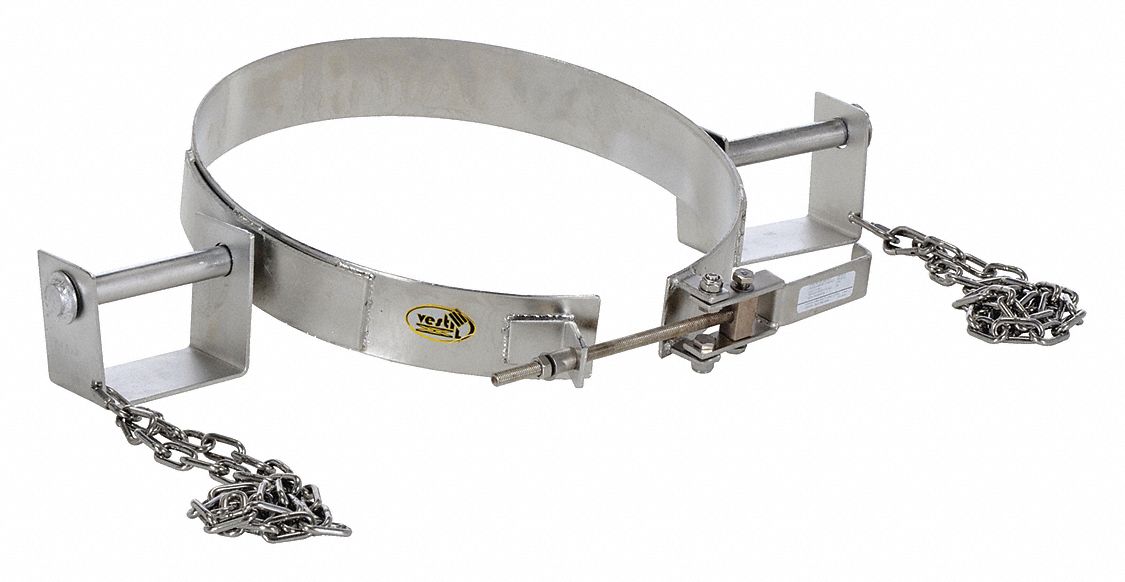 TILTING DRUM RING, SILVER, FOR USE WITH DRUMS, STAINLESS STEEL, 30 GAL