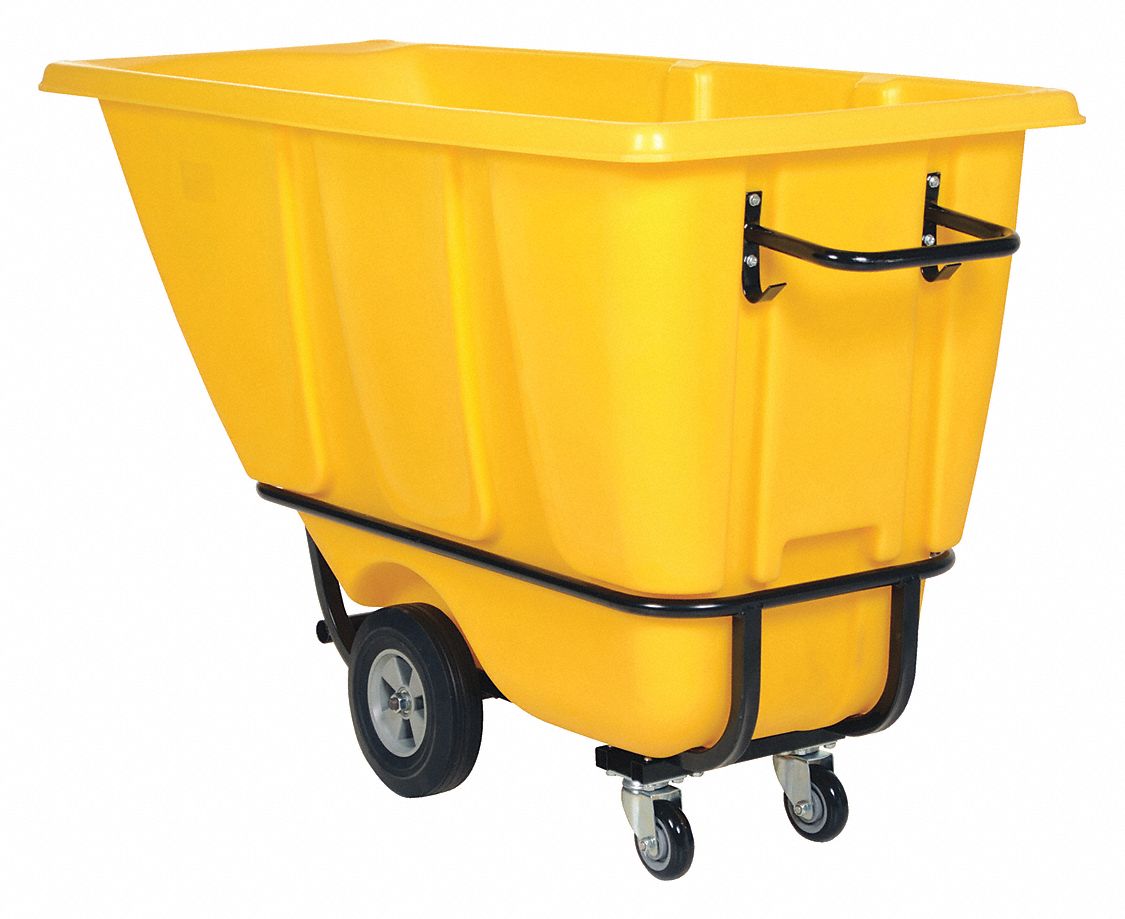 TILT TRUCK, YELLOW, 28 IN W X 35 IN H X 62 IN L, RUST RESISTANT POWDER COATED FRAME, 1,400 LB LOAD CAPACITY