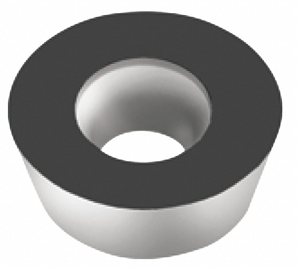 Round Milling Insert: 0.3940 in Inscribed Circle, 5.00mm Corner Radius, 0.125 in Thick, CVD