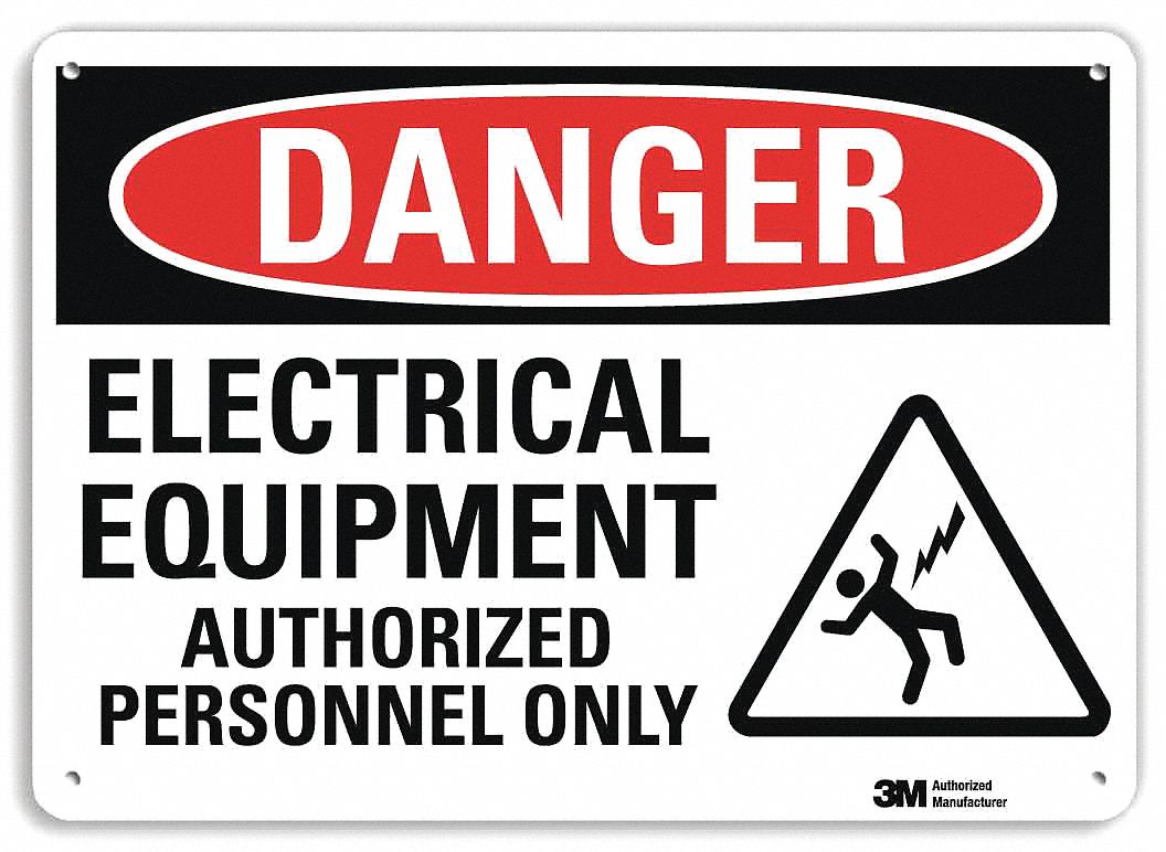 Danger Sign: Plastic, Mounting Holes Sign Mounting, 7 in x 10 in Nominal Sign Size, 0.055 in Thick