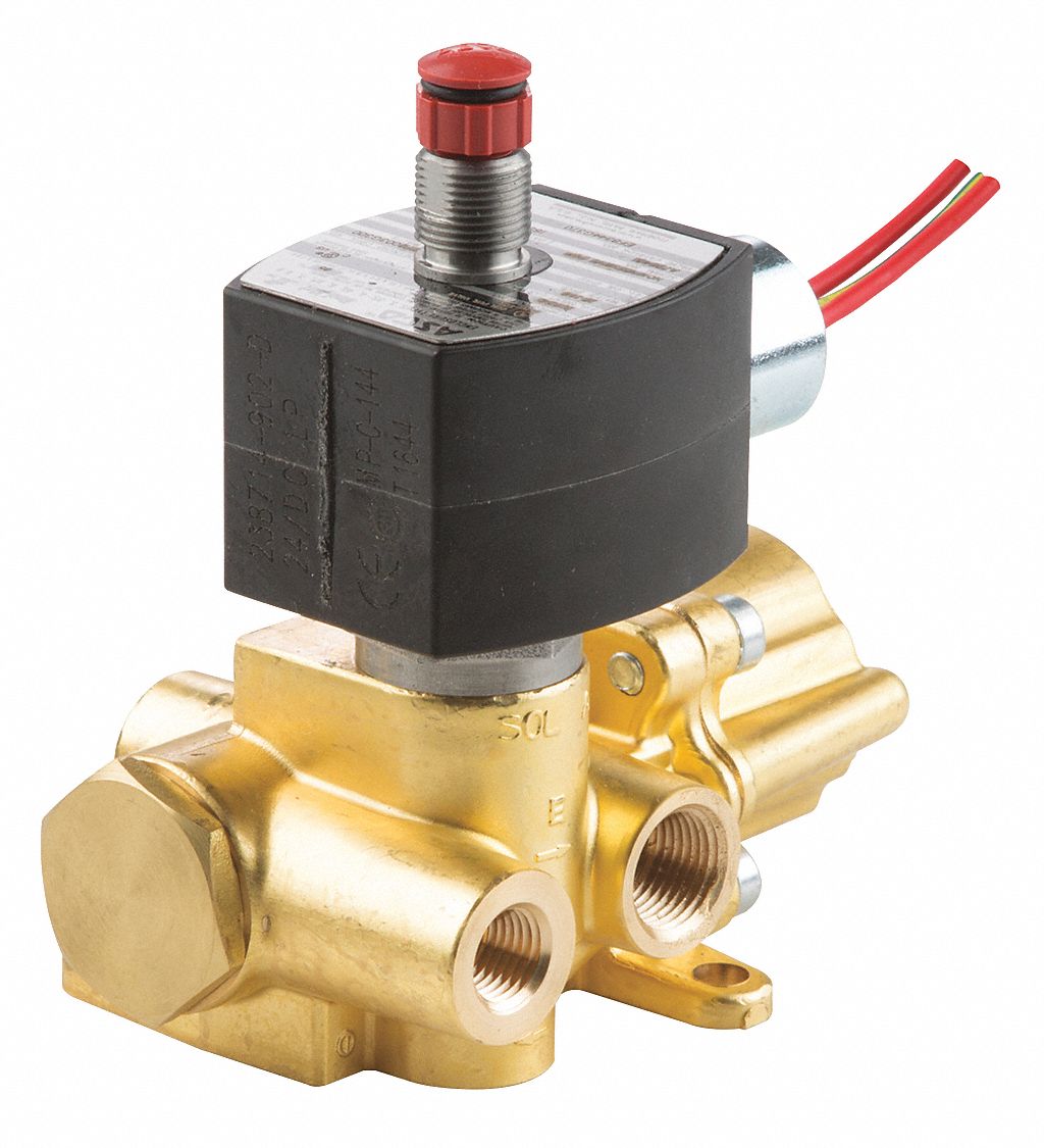 REDHAT 24V DC Brass Solenoid Valve, 1/4" Pipe Size 44U330EF8344G370
