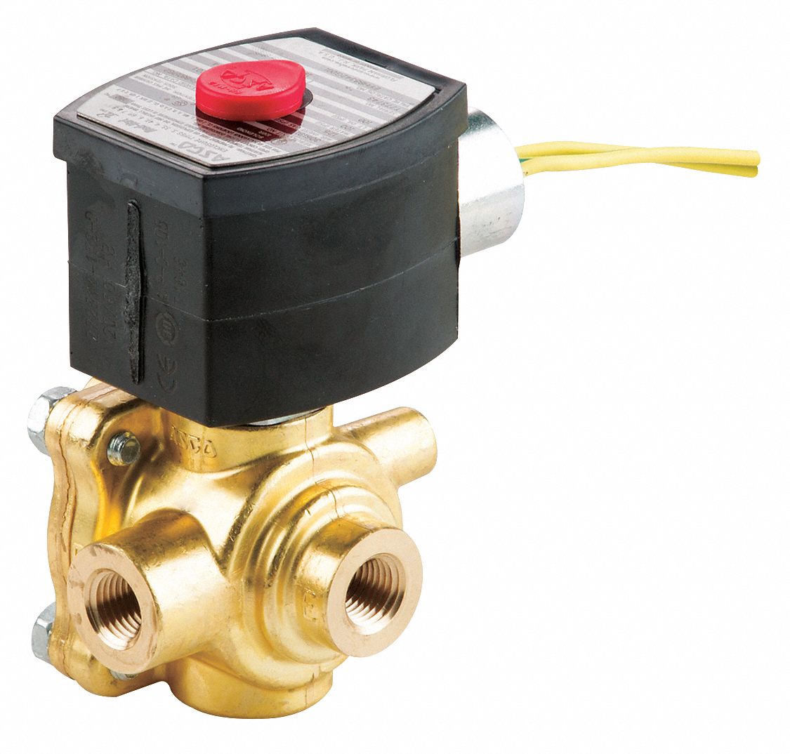 REDHAT 120V AC Brass Solenoid Valve, 1/4" Pipe Size 44U331