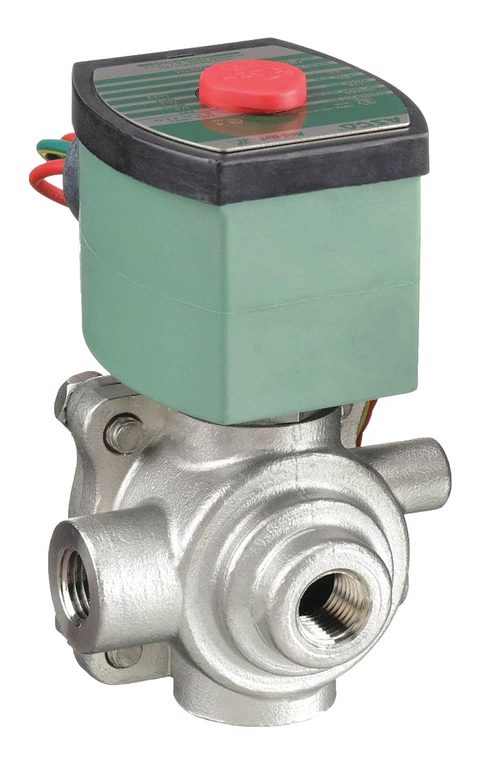Solenoid Valve: 4-Way, 1/4 in Pipe Size, 110V AC/120V AC, Watertight/With Junction Box