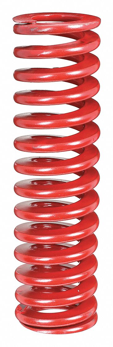RAYMOND Die Spring: Medium Heavy Duty, Chrome Silicone Alloy Steel, 10 in  Overall Lg, Red