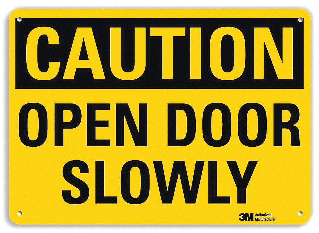 Caution Sign: Aluminum, Mounting Holes Sign Mounting, 10 in x 14 in Nominal Sign Size, 0.04 in Thick