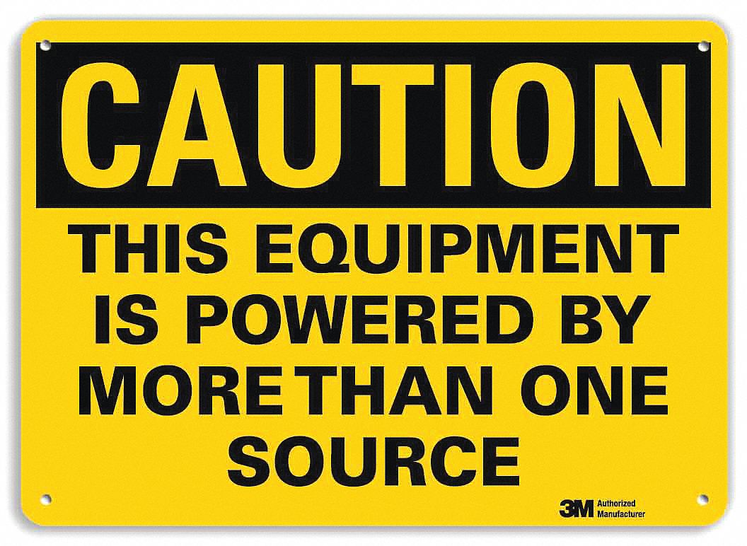 Caution Sign: Aluminum, Mounting Holes Sign Mounting, 10 in x 14 in Nominal Sign Size, 0.04 in Thick