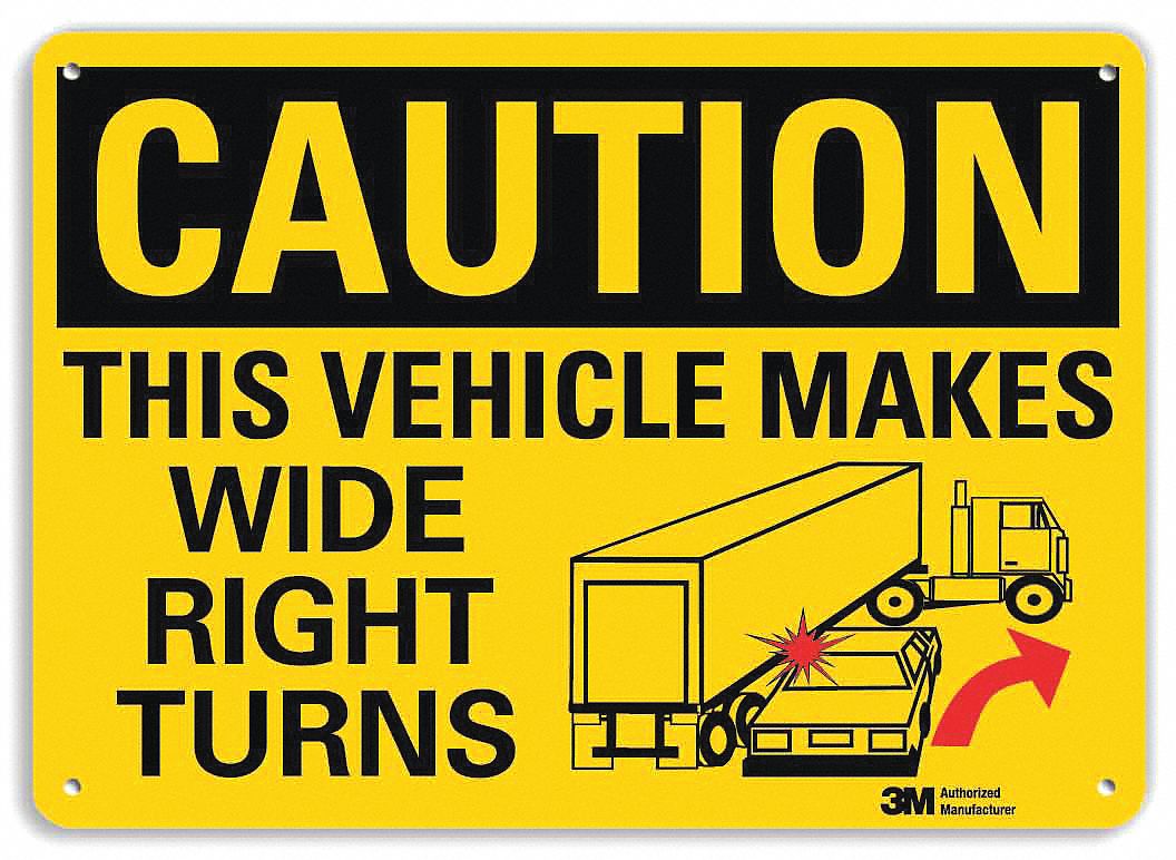 Caution Sign: Aluminum, Mounting Holes Sign Mounting, 10 in x 14 in Nominal Sign Size, 0.04 in Thick