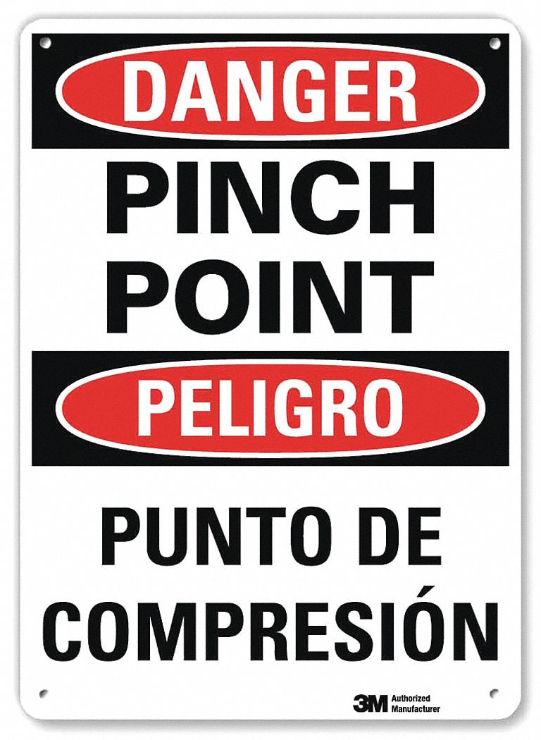 Danger Sign: Plastic, Mounting Holes Sign Mounting, 10 in x 7 in Nominal Sign Size, 0.055 in Thick
