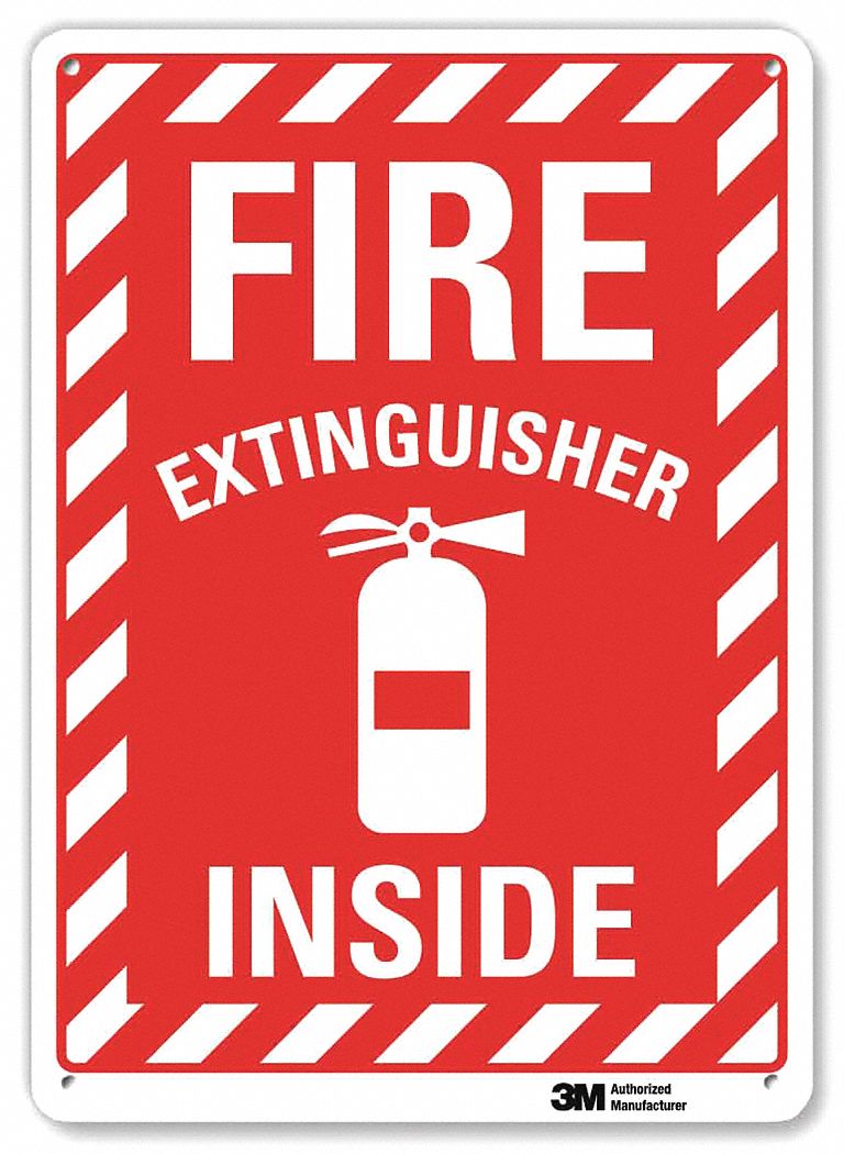 Aluminum, Mounting Holes Sign Mounting, Fire Extinguisher Sign - 464G37 ...