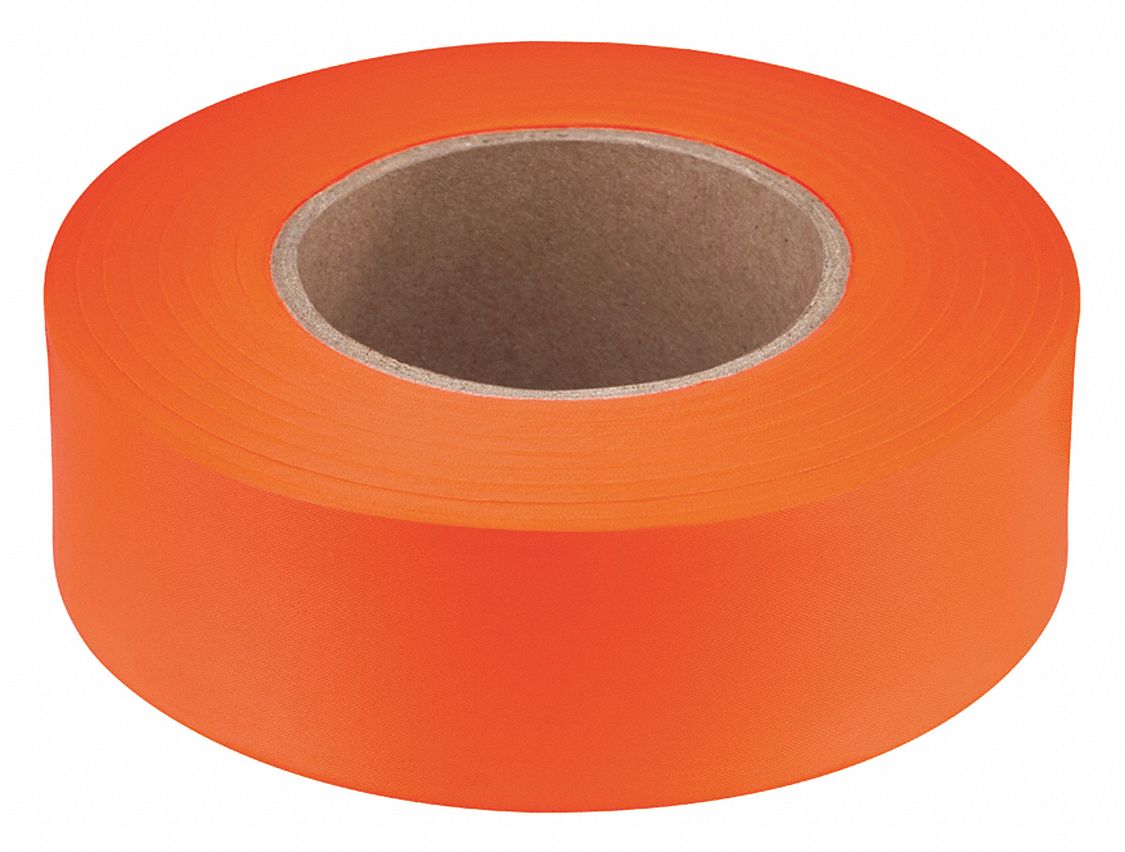 Flagging Tape,Orange,200 ft. x 1" 44VJ8477002 Grainger