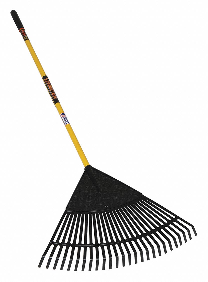 Leaf Rake: Polypropylene, 2 in Lg of Tines, 24 in Overall Wd of Tines