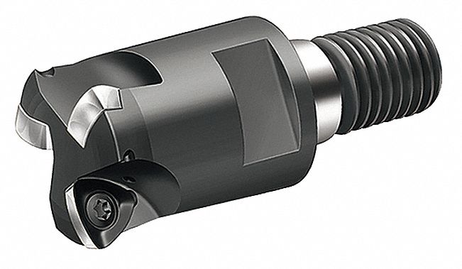 Indexable Face Mill: 1 in Max. Cutting Dia., 0° Side Cutting Edge Angle, 2.2830 in Overall Lg