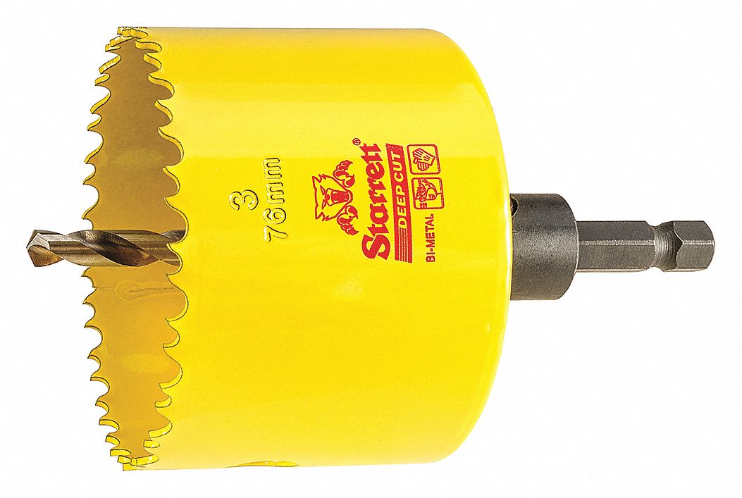 STARRETT BIMETAL HOLE SAW, WITH ARBOUR, 3 IN DIAMETER, 76 MM