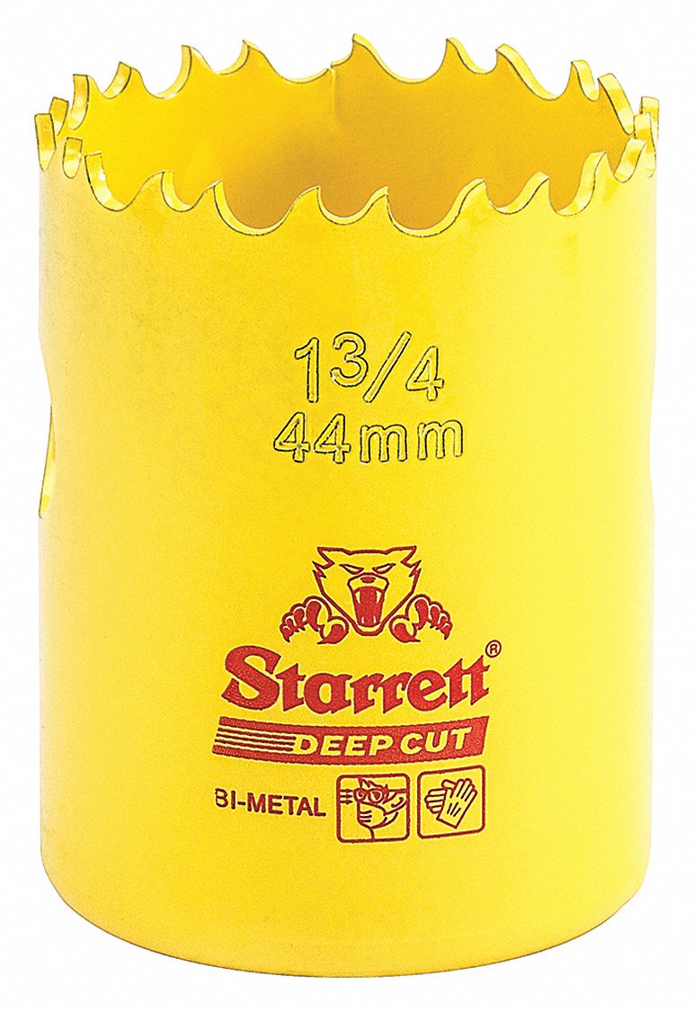 BI-METAL DEEP CUT HOLE SAW, 1&frac34; IN DIAMETER, 44MM, 2 IN CUTTING DEPTH