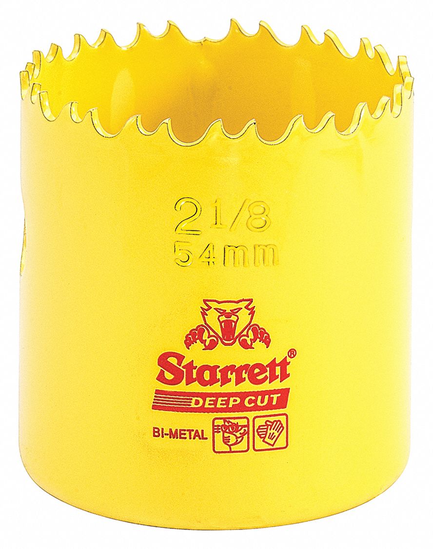 STARRETT, BiMetal Deep Cut Hole Saw, 21/8",54mm 44WD36DCH0218G