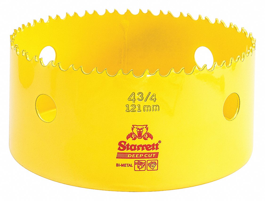 BI-METAL DEEP CUT HOLE SAW, 4¾ IN DIAMETER, 121MM, 2 IN CUTTING DEPTH