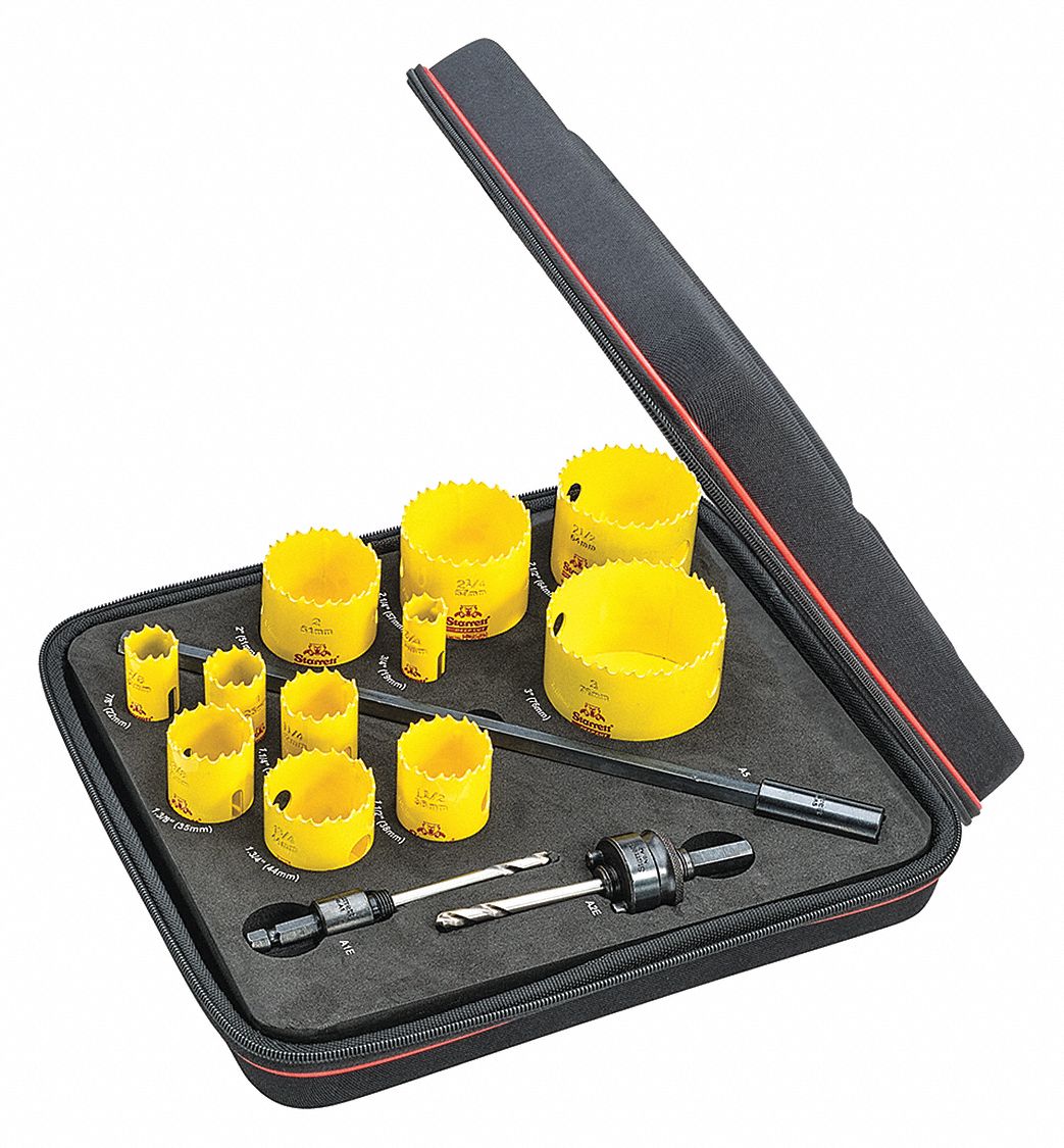 INDUSTRIAL HOLE SAW KIT, 14-PIECE, ARBOURS, 3/4 TO 3 IN SIZE RANGE