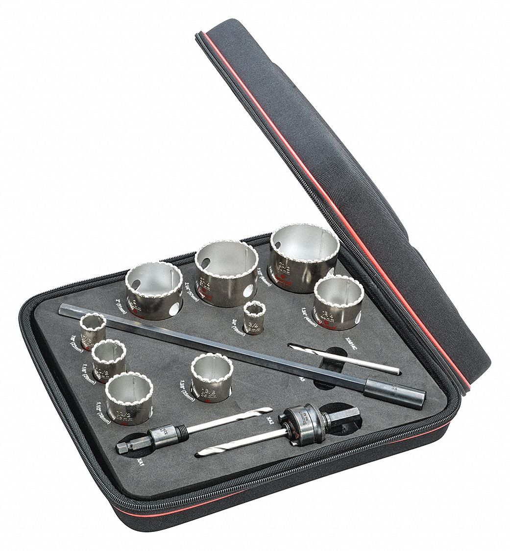 STARRETT, Diamond Grit 13 Piece Hole Saw Kit 44WF85KD09041N Grainger