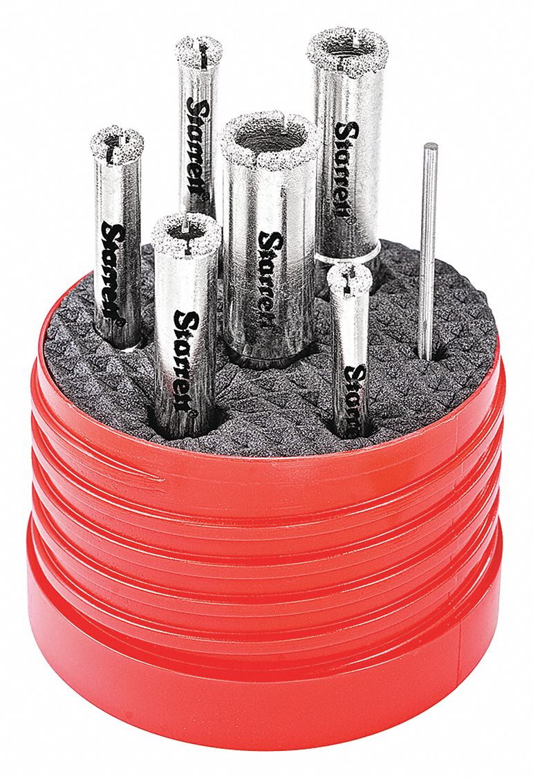 STARRETT, Diamond Tile Hole Saw Kit, 7 Piece 44WF86KD2000TD1 Grainger