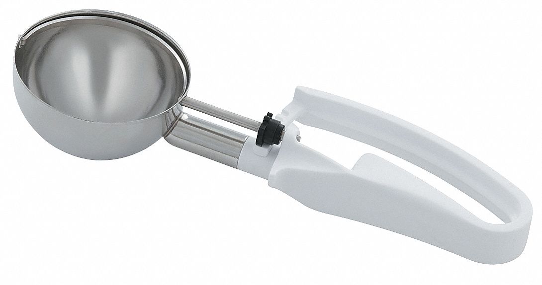 Disher: 4.7 oz Capacity, Stainless Steel, NSF Certified, 3 in Bowl Dia, 47390