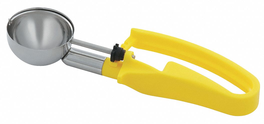 Disher: 1.8 oz Capacity, Stainless Steel, NSF Certified, 2 1/4 in Bowl Dia, 47396