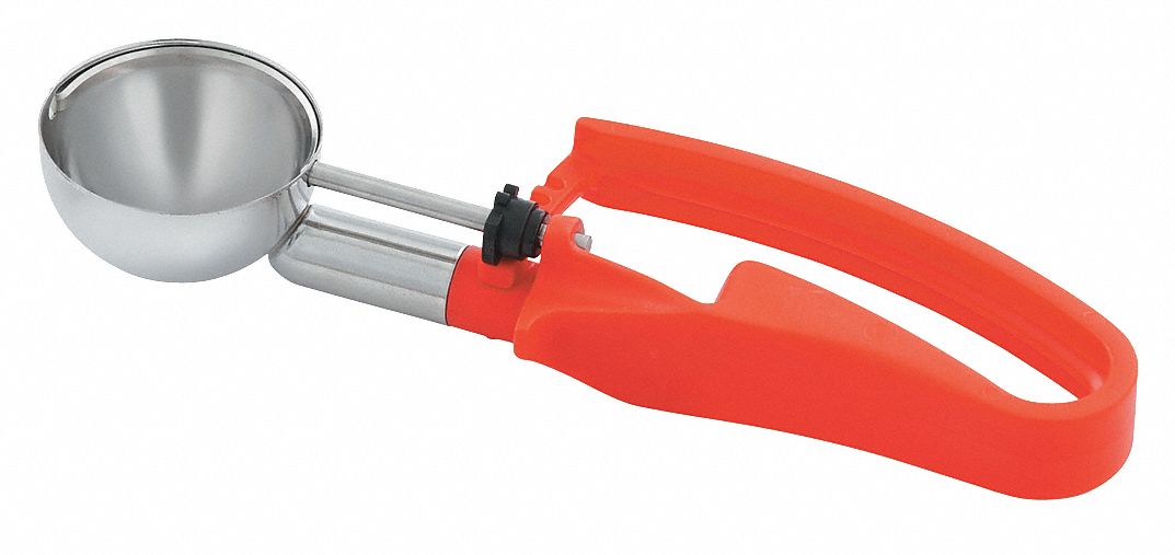 Disher: 1.5 oz Capacity, Stainless Steel, NSF Certified, 2 in Bowl Dia, 47397