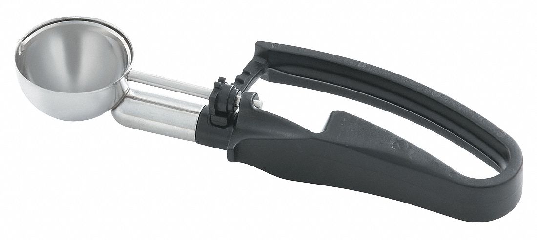 Disher: 1.1 oz Capacity, Stainless Steel, NSF Certified, 1 7/8 in Bowl Dia, 47398