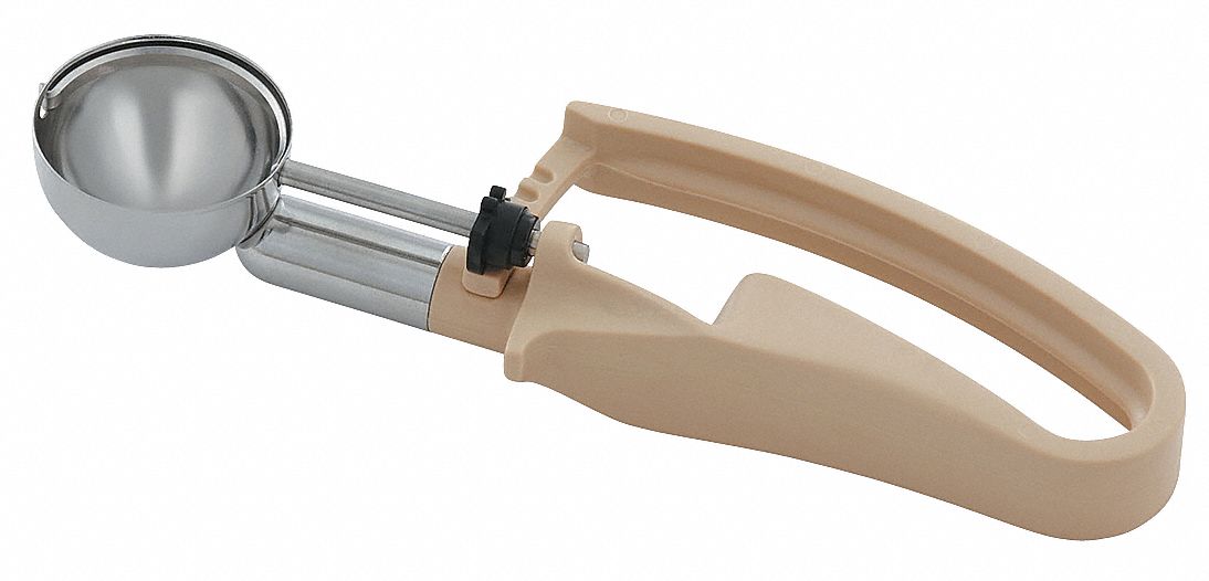 Disher: 0.9 oz Capacity, Stainless Steel, NSF Certified, 1 3/4 in Bowl Dia, 47399