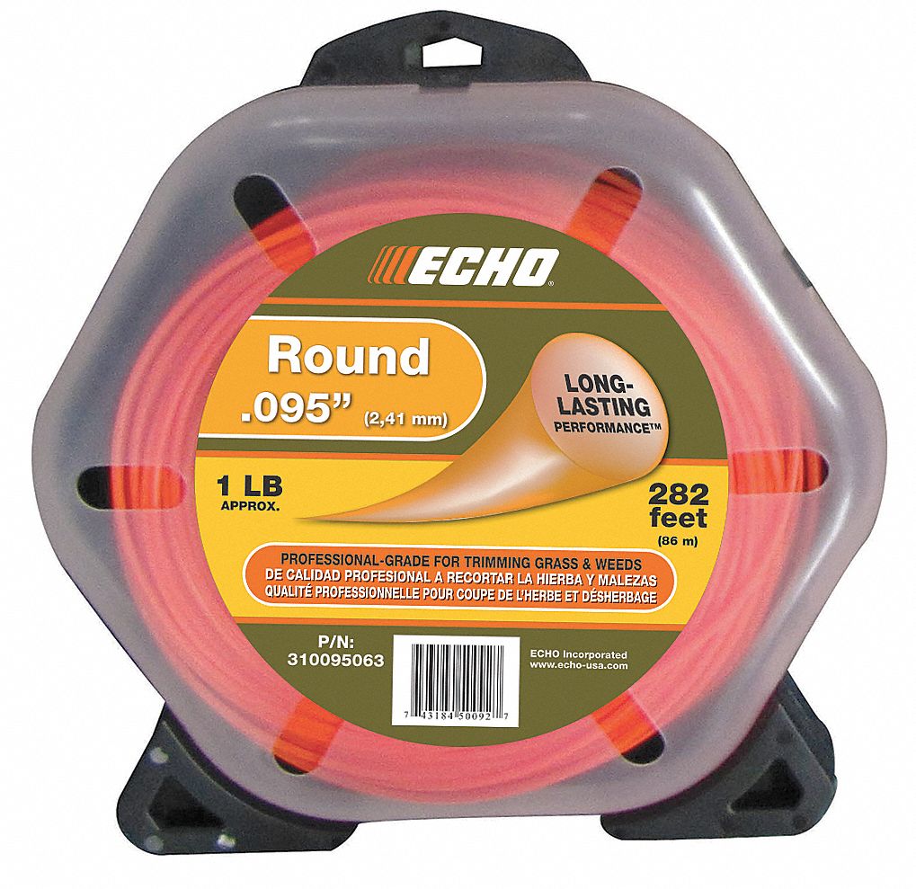 ECHO, Nylon, 0.095 in Dia, String Trimmer Line 44X210310095063