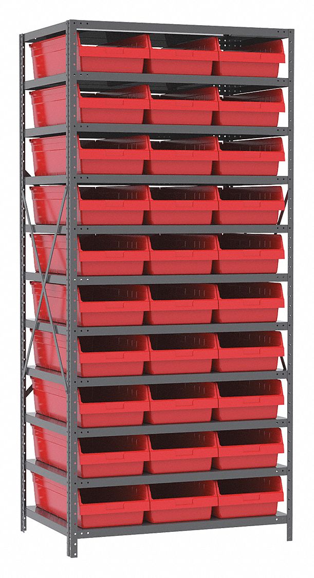 Steel Shelving 24x36x79 W/30 Bins Blue